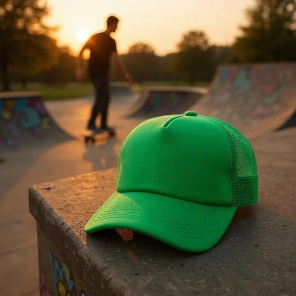 Adjustable Unisex Green Mesh Trucker Hat (SKU#0466) - Picture 4 of 4